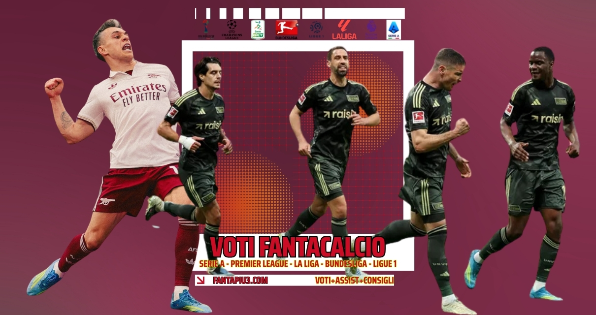 Voti Fantacalcio Fantapiu3 della domenica di Serie A, Premier League, La Liga, Bundesliga e Ligue 1