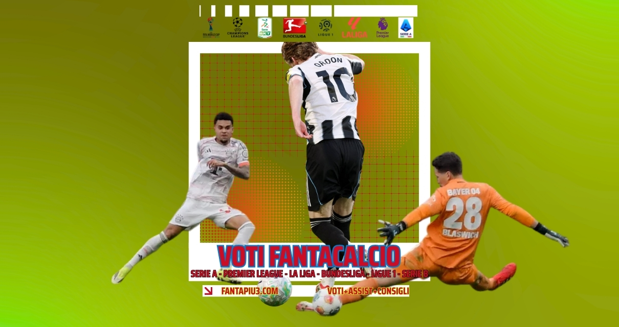 Voti Fantacalcio Fantapiu3 Serie A, Premier League, La Liga, Bundesliga, Ligue 1 e Serie B