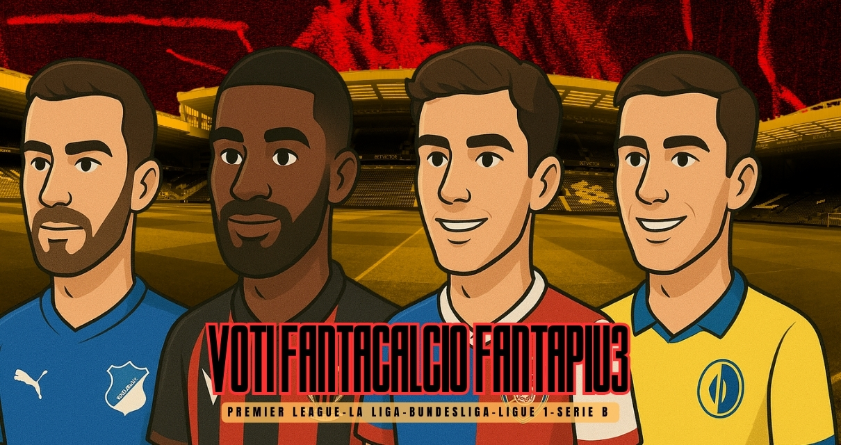Voti Fantacalcio Fantapiu3 Premier League, La Liga, Bundesliga, Ligue 1 e Serie B