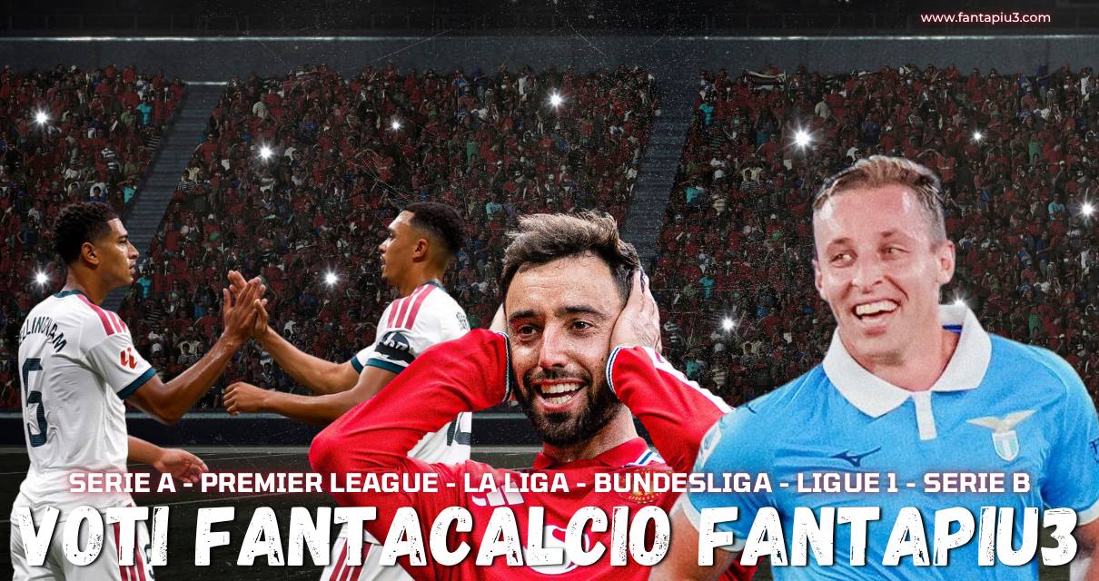 Voti Fantacalcio Fantapiu3 della domenica di Serie A, Premier League, La Liga, Bundesliga, Ligue 1 e Serie B