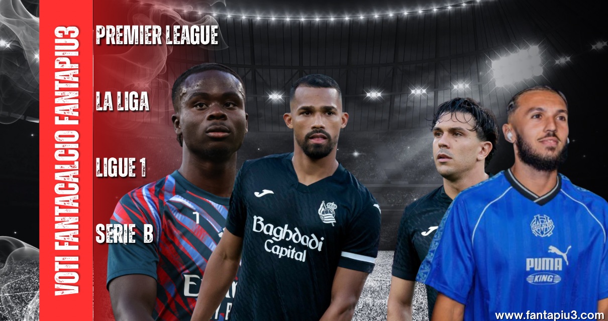 Voti Fantacalcio Fantapiu3 del venerdì della Premier League, La Liga, Ligue 1 e Serie B