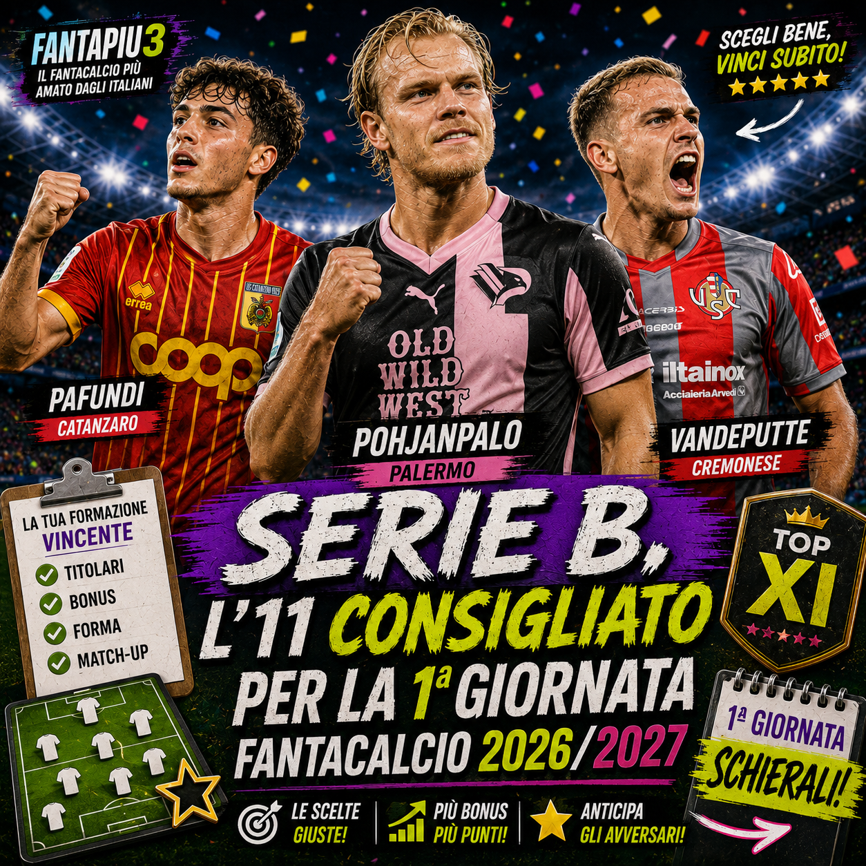 Serie B, i consigli fantacalcio sull'11 da schierare per la 1ª giornata