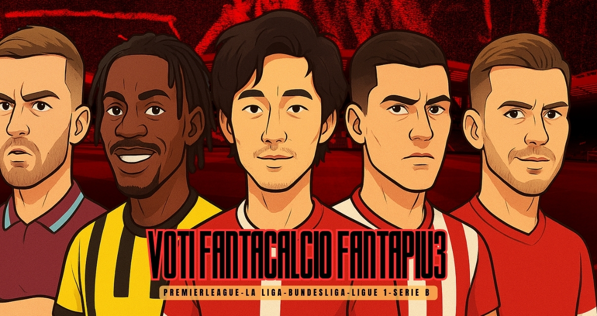 Voti Fantacalcio Fantapiu3 Premier League, La Liga, Bundesliga, Ligue 1 e Serie B
