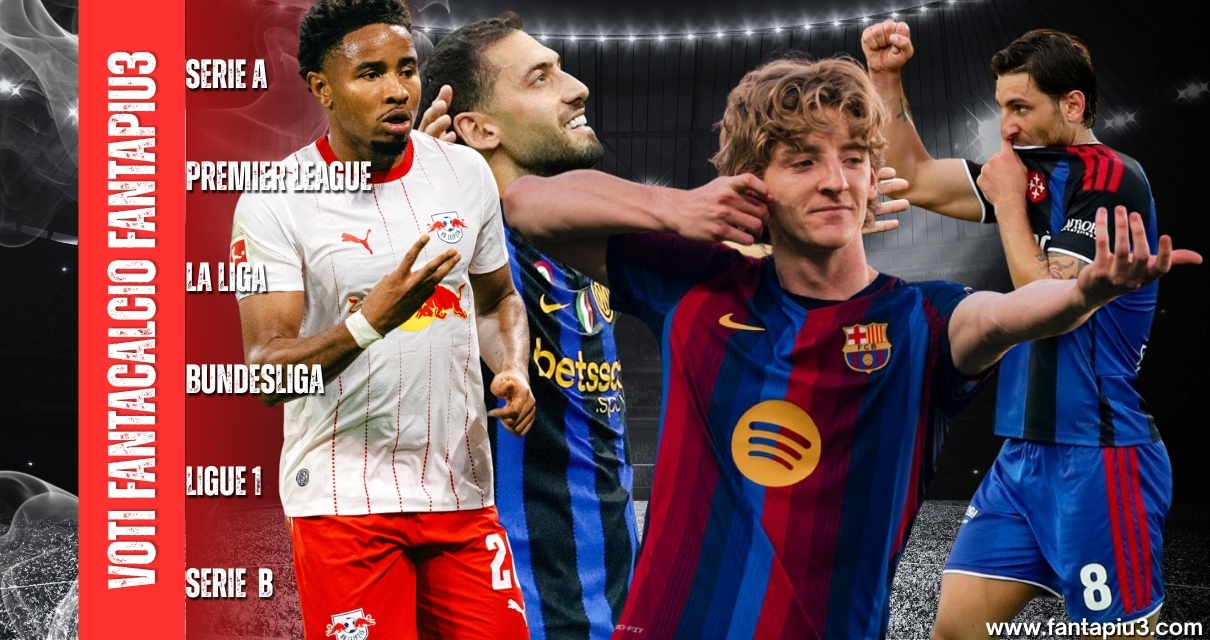 Voti Fantacalcio Fantapiu3 del sabato di Serie A, Premier League, La Liga, Bundesliga, Ligue 1 e Serie B