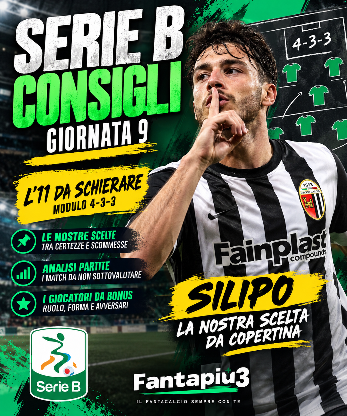 Serie B, i consigli fantacalcio sull'11 da schierare per la 9ª giornata
